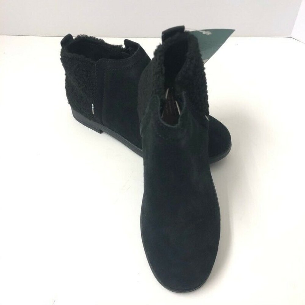Toms Girl's Deia Black Side Zip Ankle Booties
